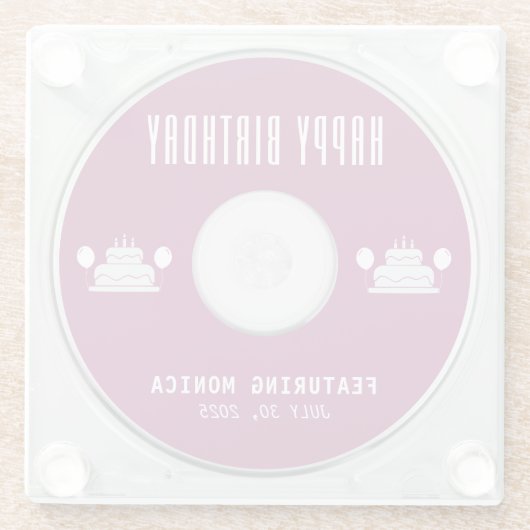 Muziek CD Hoesje Album Hoesje Verjaardagsfeest Glazen Onderzetter (Achterkant)
