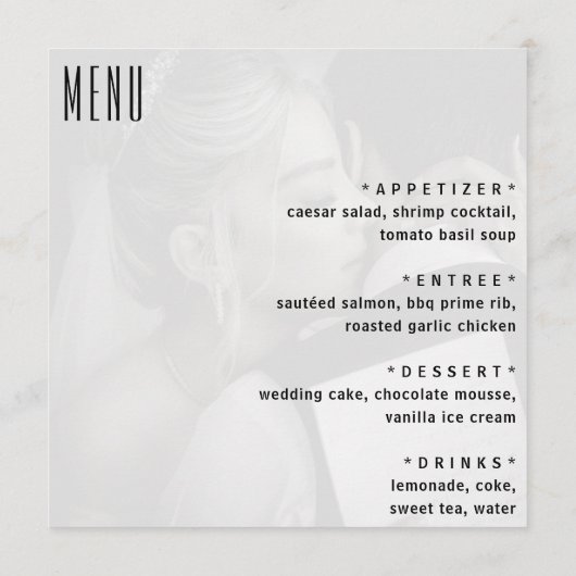 Muziek CD Hoesje Album Hoesje Wedding Menu (Achterkant)