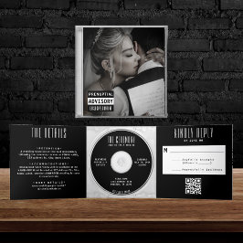 Muziek-cd Hoesje Black Wedding All In One Drieluik Uitnodiging