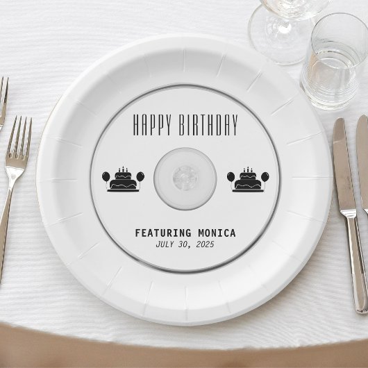 Muziek CD Verjaardagsfeest Wit Papieren Bordje
