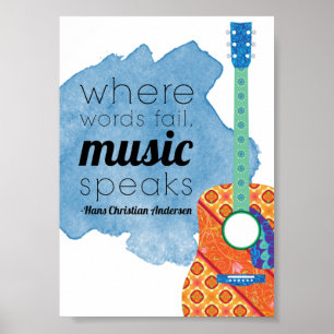 Muziek citeert woorden ontbreken muziek, inspirere poster