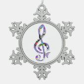 Muziek Clef G Tin Sneeuwvlok Ornament (Voorkant)
