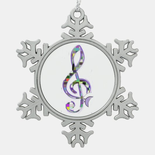 Muziek Clef G Tin Sneeuwvlok Ornament (Voorkant)