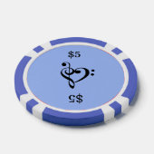 Muziek Clef Heart Blue Pokerchips (Enkel)