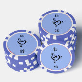 Muziek Clef Heart Blue Pokerchips (Opstapeling)