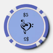 Muziek Clef Heart Blue Pokerchips (Achterkant)