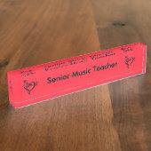 Muziek Clef Heart Red Naambordje (Zijkant)