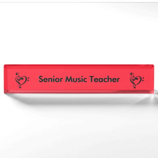 Muziek Clef Heart Red Naambordje (Voorkant)