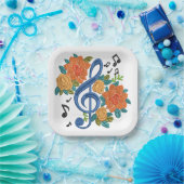 Muziek Clef Note Flowers Papieren Bordje (Feest)