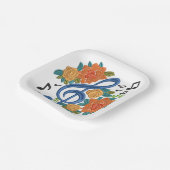 Muziek Clef Note Flowers Papieren Bordje (Gebogen)