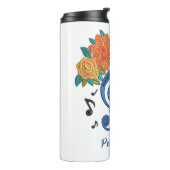 Muziek Clef Note Oranje Flowers Musical personalis Thermosbeker (Gedraaid links)