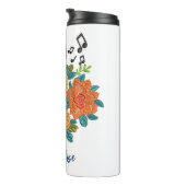 Muziek Clef Note Oranje Flowers Musical personalis Thermosbeker (Geroteerd rechts)