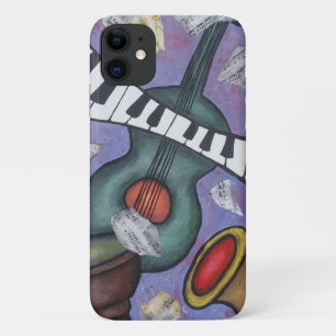 Muziek Collage Instrumenten Handgeschilde acryl Case-Mate iPhone Case