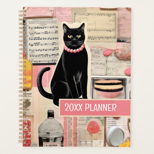 Muziek collage kat met gebak planner (Voorkant)