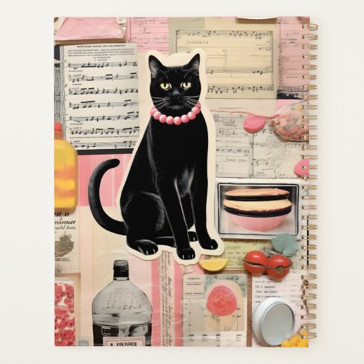 Muziek collage kat met gebak planner (Achterkant)