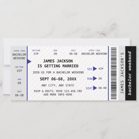 Muziek Concert Ticket Bachelor Weekend Route Kaart (Voorkant)