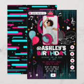 Muziek Dance Party Foto Verjaardag Uitnodiging (Voorkant / Achterkant)