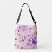 Muziek dansen op kleuren in roze crossbody tas (Achterkant)