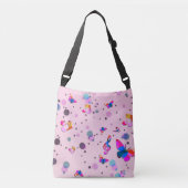 Muziek dansen op kleuren in roze crossbody tas (Voorkant)