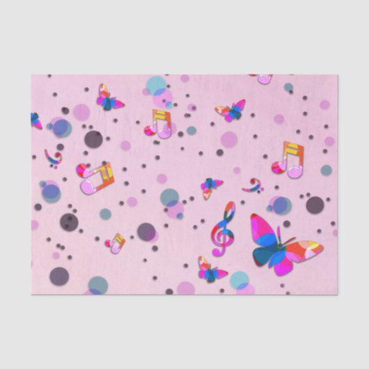 Muziek dansen op kleuren in roze tissuepapier (Voorkant)