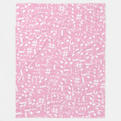 Muziek Dansende Witte Noten Zachte Roze Fleece Deken (Voorkant)