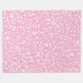 Muziek Dansende Witte Noten Zachte Roze Fleece Deken (Voorkant (Horizontaal))