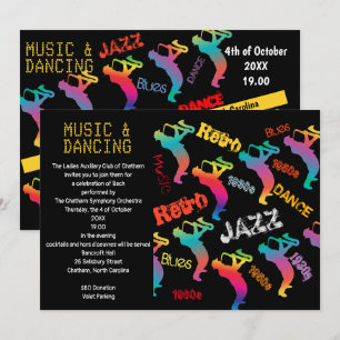 Muziek Dansfeest Jazz Retro Muziek Uitnodigingskaa