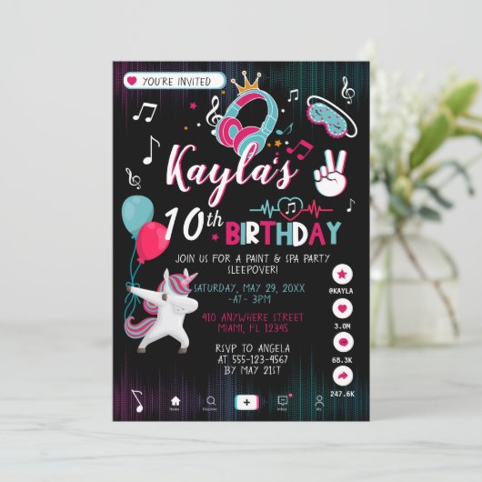 Muziek dansfeest uitnodiging (Staand voorkant)