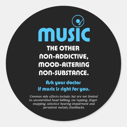 Muziek: De andere niet-verslavende, stemmingsveran Ronde Sticker (Voorkant)