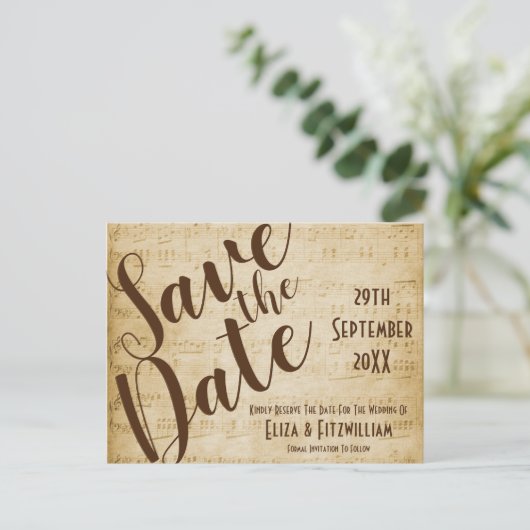 muziek De datum opslaan Briefkaart (Staand voorkant)