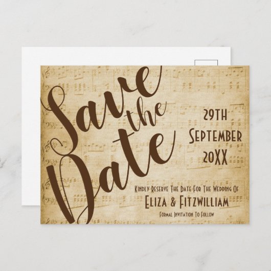 muziek De datum opslaan Briefkaart (Voorkant / Achterkant)