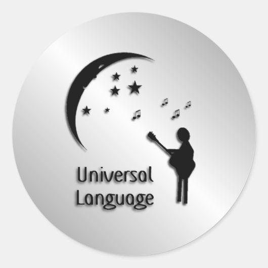 Muziek de Universele Taal Ronde Sticker (Voorkant)