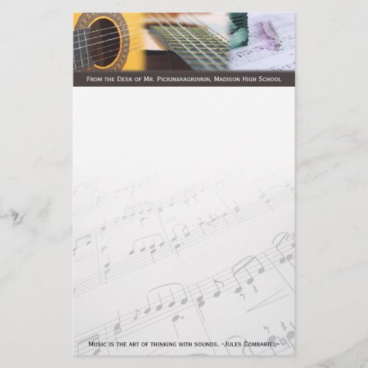 Muziek denkt na met gitaar briefpapier (Voorkant)