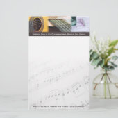 Muziek denkt na met gitaar briefpapier (Staand voorkant)