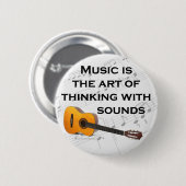 Muziek denkt na met gitaar ronde button 5,7 cm (Voorkant /achterkant)