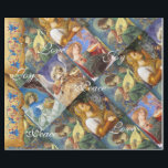 MUZIEK DIE CHRISTMAS ANGELS MAAKT, JOY PEACE LIVE CADEAUPAPIER<br><div class="desc">Muziekinstrumenten,  luit,  mandoline,  antiek viool spelen engelen bloemenperkament met rode blauwbloemen,  klassieke Italiaanse renaissance meesterwerken van Melozzo da Forli,  detail van een fresco c.1480.</div>