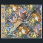 MUZIEK DIE CHRISTMAS ANGELS MAAKT, JOY PEACE LIVE CADEAUPAPIER<br><div class="desc">Muziekinstrumenten,  luit,  mandoline,  antiek viool spelen engelen bloemenperkament met rode blauwbloemen,  klassieke Italiaanse renaissance meesterwerken van Melozzo da Forli,  detail van een fresco c.1480.</div>
