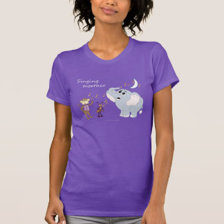 Muziek Dieren - "Samen Zingen" Paarse Dames T-shirt