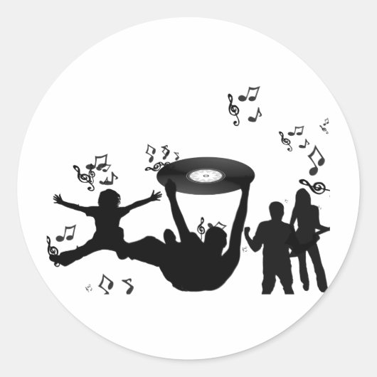 Muziek Disco Mensen Dansen Ronde Sticker (Voorkant)