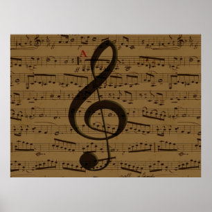 Muziek Diskant Sleutel Bladmuziek Klassiek  Poster