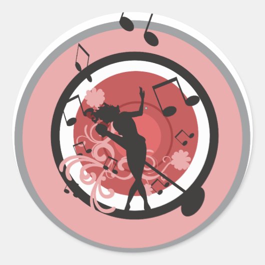 muziek diva vector ronde sticker (Voorkant)