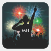 Muziek DJ aangepaste monogram stickers (Voorkant)