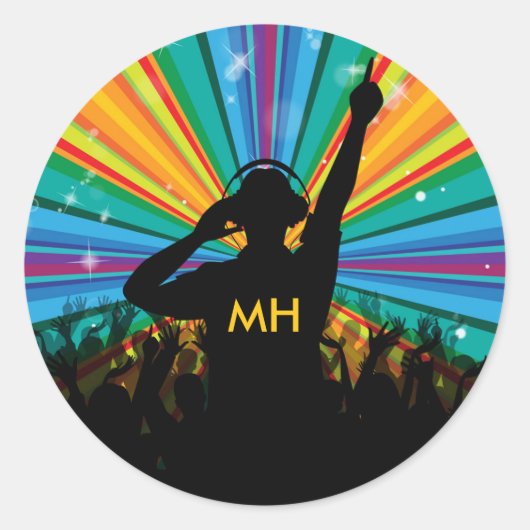 Muziek DJ aangepaste monogram stickers (Voorkant)