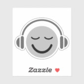 Muziek DJ blij gezicht met hoofdtelefoon Sticker (Vel)