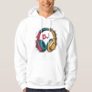 Muziek DJ kleurrijke Hoofdtelefoon wit Hoodie