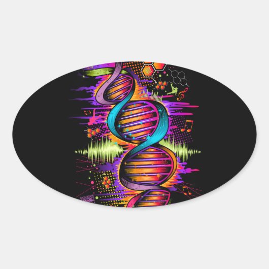 Muziek-DNA Ovale Sticker (Voorkant)