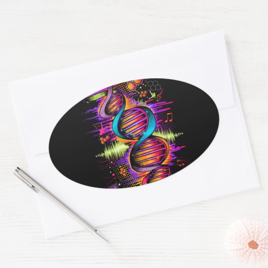 Muziek-DNA Ovale Sticker (Envelop)