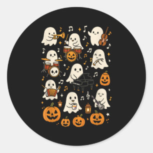 Muziek Docent Orkest Shirt, Spooky Halloween Gh Ronde Sticker