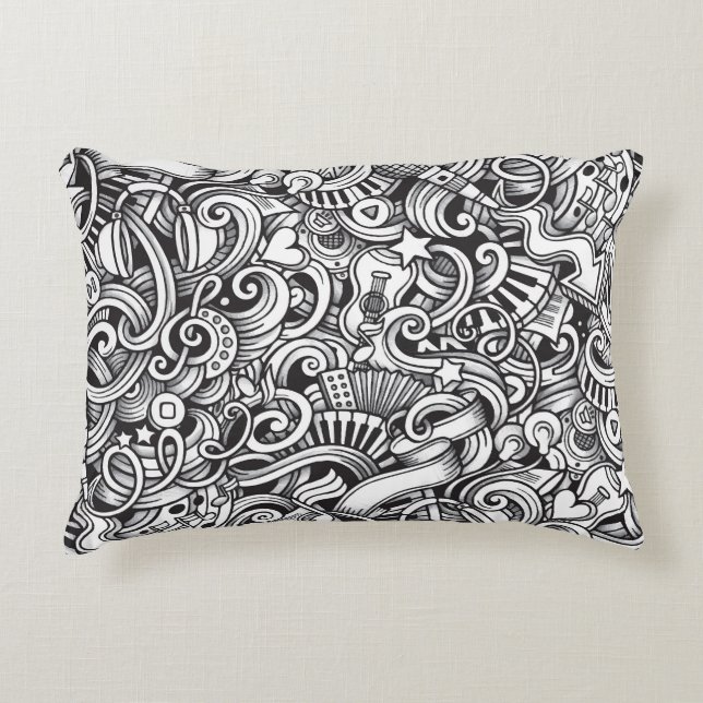 Muziek Doodles  achtergrond Accent Kussen (Voorkant)