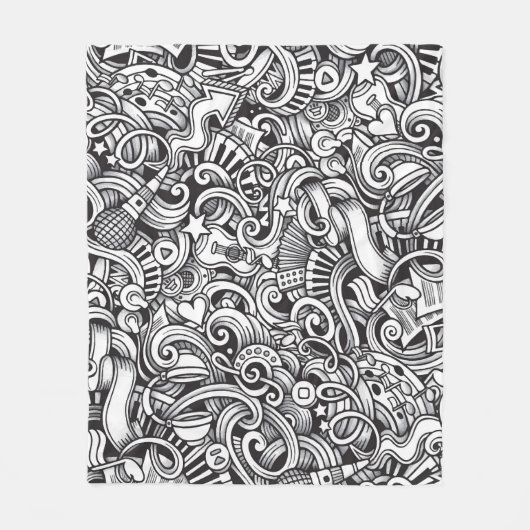 Muziek Doodles  achtergrond Fleece Deken (Voorkant)